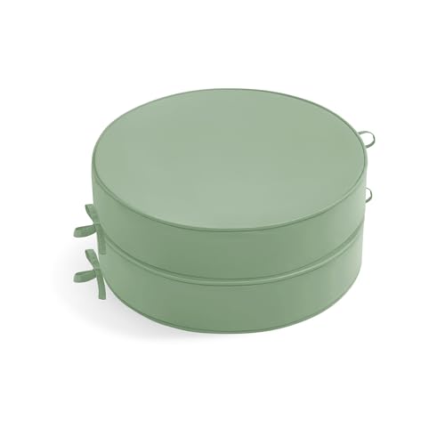 Summsun Outdoor Bistro Chair Cushions Set of 2, 15" D x 3" H Round Chair Cushions Waterproof and Fade Resistant Chair Cushion Pads with Non-Slip Ties and Removable Covers for Garden, Sage Green - color: Sage Green, size: 15x3 Inch (Round)-2p