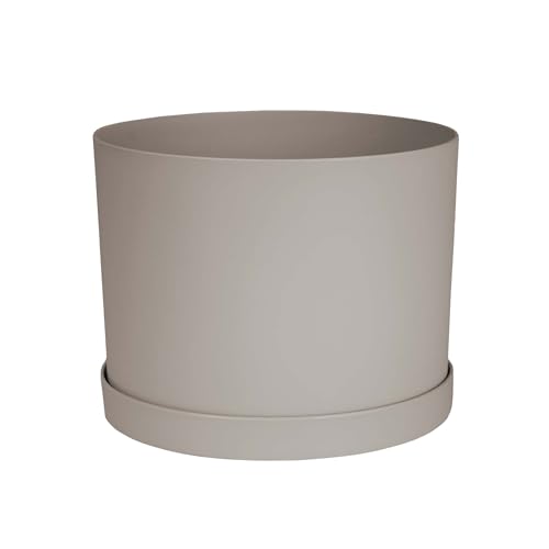 Bloem Mathers Planter w/Saucer Tray 8" Pebble Stone Beige - color: Pebble Stone, size: 8"
