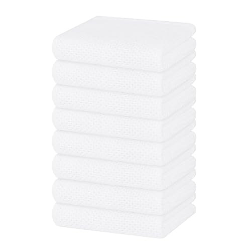 Homaxy 100% Cotton Waffle Weave Kitchen Dish Towels 8-Pack, White | 13 x 28 Inches, Ultra Soft Absorbent Dish Towels, Quick Drying Cleaning Towels - color: White, size: 13 X 28 - 8 Pack