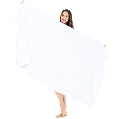 SALBAKOS Luxury 100% Turkish Cotton Bath Sheet 40x80 in (1-Piece, White) | Extra Large Jumbo Oversized Bathroom and Beach Towel, Super Soft Highly Absorbent Thick Premium Hotel Quality, Made in Turkey - color: White, size: Jumbo Bath Sheet