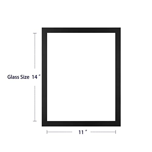 ONE WALL 11x14 Floating Frame, Black Wood Double Glass Float Picture Frame | Floating Picture Frames Display 11x14/8x10/5x7 Inch Photos Plant Petal Specimens for Wall and Tabletop, Mounting Kit Included - size: 11X14