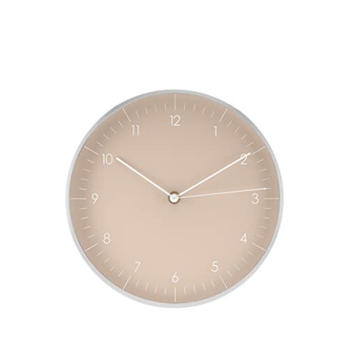 Modern Silent Quartz Wall Clock, 10in, Beige & Gold | Analog, Non-ticking, Modern & Minimalist design, Battery operated, Décor for Kitchen, Bedroom, Office, Housewarming gift, - color: Beige, 10"