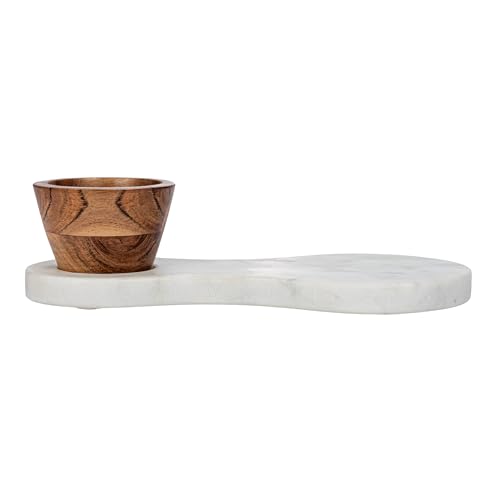 Bloomingville Marble Serving Board with Mango Wood Bowl, White and Natural