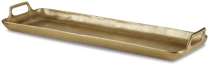 Signature Design by Ashley Posy Rectangle Gold Decorative Metal Tray | Sturdy 4 lb cast aluminum, Elegant goldtone finish, Ideal for coffee table styling, Organizing, Modern home decor