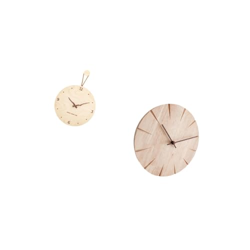 Baoblaze Minimalist Modern Nordic Solid Wood Wall Clock Decorative Hanging Ornament Creative Design Silent Non Ticking Gift for Bedroom Office Home Restaurant