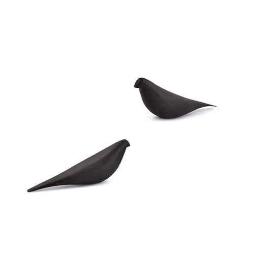 Statues Black Acacia Wood Bird Set of 2 Decorative Sculptures for Home Décor, Modern Black Bird Ornaments for Living Room, Office (8.25'' X 2.5'' X 3.25'')