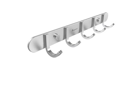Coat Hook Rail Brushed Nickel 14-inch Towel Rack Wall Mounted with 5 Hooks/Durable Coat Hangers for Bedroom, Bathroom, Foyer, Hallway/304Stainless Steel/Easy to Install/Rust and Water Proof - size: 5 Hooks