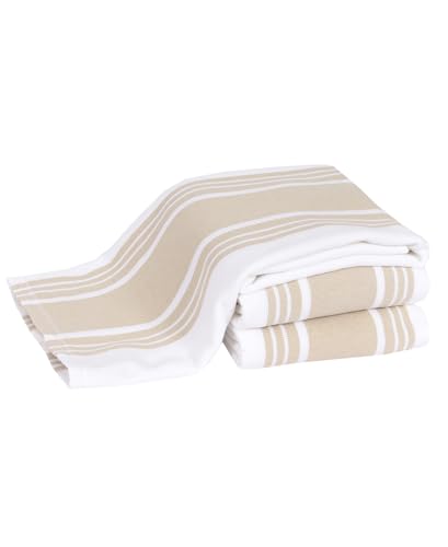 All-Clad Dual-Purpose Kitchen Towels: Highly Absorbent - 100% Cotton, 17"x30" Dish Towels for Cleaning & Drying Dishes & Glassware, 3-Pack, Cappuccino - color: Cappucino