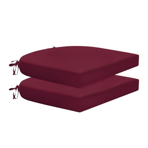 HARBOREST Outdoor Chair Cushions Set of 2, Water Resistant Patio Chair Cushions with Ties, Outdoor Seat Cushions for Patio Furniture, 17"x16"x2", Burgundy - color: Burgundy, size: 17"x16"x2" (2 Pack)