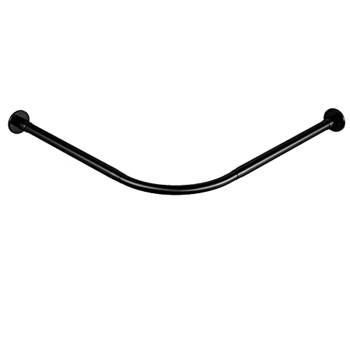 Corner Shower Curtain Rod Adjustable Stainless Steel L Shaped Rack Drill Free Install for Bathroom, Bathtub, Clothing Store (Black, 35.5"-51.2" x 35.5"-51.2") - color: Black, 35.5"-51.2" x 35.5"-51.2"