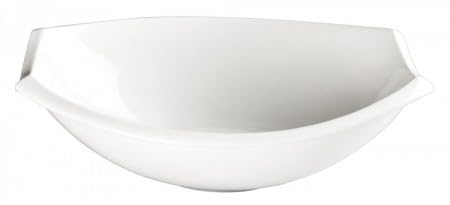 Winco WDP006-204, 8-Inch Length Ardesia Bergomi Porcelain Oval Deep Bowl, Serving Salad Bowl, Fruit Platter, Creamy White, 36/CS