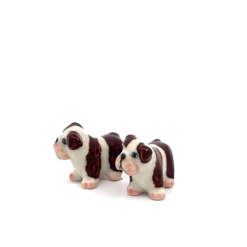 Adorable Mini Ceramic Animal Figurine – Porcelain Miniature Collectible Decor (Dark Brown Puppy) - style: Dark Brown Puppy