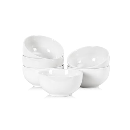 Selamica Ceramic Ice Cream Bowls, 12 oz Small Bowls Set of 6, 4.7 Inch Ceramic Bowls for Dessert, Snack, Fruit, Microwave Dishwasher Safe, White - color: White, size: 12 Oz