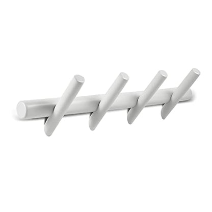 KYSMOTIC Modern Wood Coat Rack - Wall Mounted - White 4 Peg Coat Hooks - Hanging Clothes Robes Towels Hats - color: White, size: 4 Hooks
