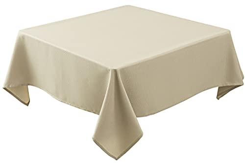 Biscaynebay Textured Fabric Square Tablecloths 54x54 Inches, Natural Water Resistant Spill Proof Table Cloth Washable Small Card Folding Table Covers for Dining, Kitchen, Wedding and Parties - color: Natural, size: 54" x 54" (Square)