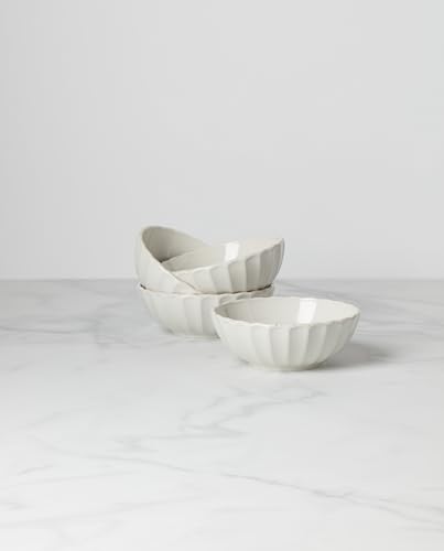 Lenox French Perle Scallop 4-Piece Bowl Set, 4.00 LB, White - style: All-Purpose Bowls, Set of 4