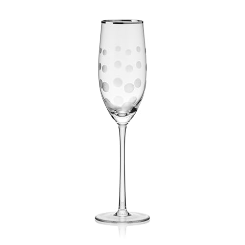 Mikasa Cheers Set of 4 Platinum Rim Champagne Flutes, 8 Ounce - style: Platinum Rim Champagne Flute