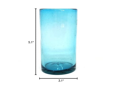 Solid Aqua Blue 14 oz Drinking Glasses (set of 6), Recycled Glass, Lead-free, Toxin-Free (14oz Drinking) - color: Aqua Blue, size: 14 oz