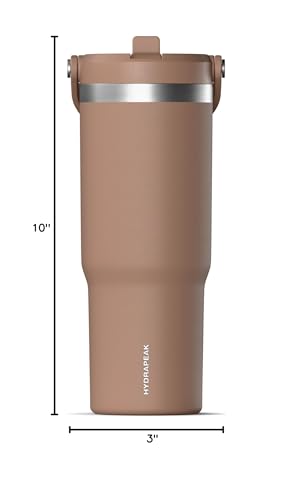 Hydrapeak Nomad 32oz Stainless Steel Insulated Travel Tumbler with Handle & Straw Lid, Leakproof, Cupholder Friendly, Back to School, College Dorm, Gym & Everyday Hydration, Cold 24 Hours (Almond) - color: Almond