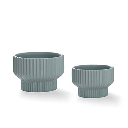 Puoyik 2 Piece Set of Flower Pots 8/6 inches, Ceramic Flower Pots with Drainage Holes, Indoor and Outdoor Plant Flower Planter (7.8/5.9 Blue) - color: 7.8/5.9 Blue