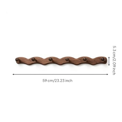 Hook Wooden Coat Rack Peg Rail Hat Holder with Artistic Solid Wood Structure Six Pegs Smooth Touch Suitable for Walls, 6 Hooks - Auspicious Cloud All Black Walnut Wood - style: 6 Hooks - Auspicious Cloud All Black Walnut Wood