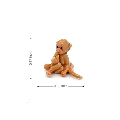 Adorable Mini Ceramic Animal Figurine – Porcelain Miniature Collectible Decor (Brown Monkey Holding Banana) - style: Brown Monkey Holding Banana