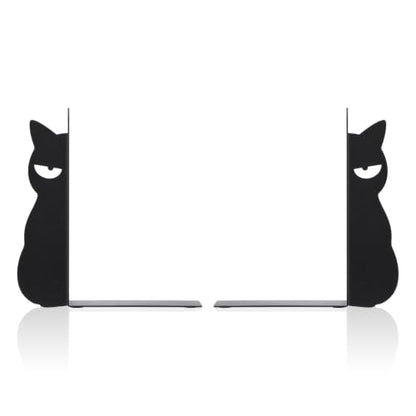 Angry Cat Bookends Set of 2 Sarcastic Metal Book Ends for Shelves Bookshelf Home Office Desk Bookshelf Decor Gift for Cat Lovers and Reading Enthusiasts - style: Angry Cat