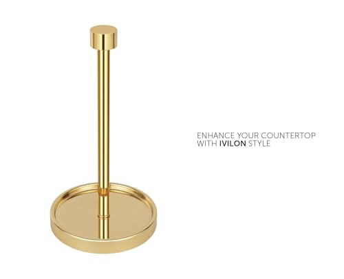 Ivilon Countertop Paper Towel Holder - Modern End Cap Minimalist Design - Color Gold Polished - color: Gold Polished