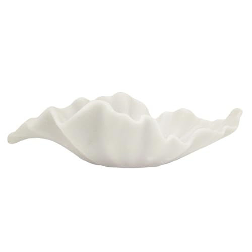 Off-white Smal Decorative Bowl - 9.8” Fruit/Key/Purse Bowl for Home Decor - Coffee Table & Entryway Table Decor - Scalloped Ruffle Bowls - Unique Centerpiece Bowls(Small) - color: Off-White, size: 9.8" Small