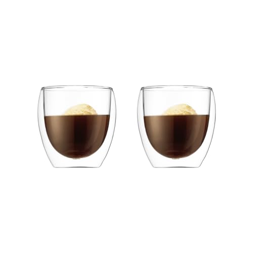 Bodum 8oz Pavina Double Wall Glasses, High Heat Borosilicate Glass, Set of 2, Clear - size: 8 oz, style: Set of 2