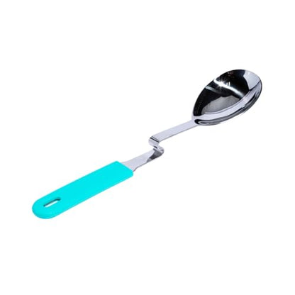 Souper Cubes Stainless Steel Spoon with Silicone Grip & Pot Hook, Aqua | Durable Cooking Spoon Hooks to Your Pot to Help Prevent Drips and Keep Counters and Stovetop Clean - color: Aqua, size: Spoon 1-Pack