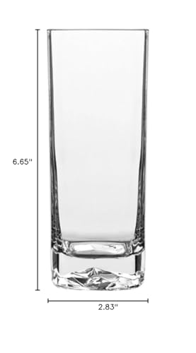 Luigi Bormioli On The Rocks Highball Glasses, 15 Oz - Clear, Set of 4 | Optical Rock-Like Base, Textured Bottom Mimics Natural Rock Formations, Highball Glass Visual Effect, Glass Construction