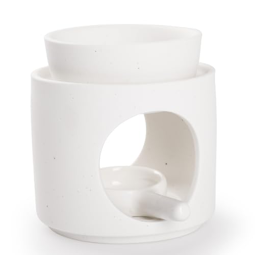 WD&CD Wax Melt Ceramic Oil Burner White, Aroma Diffuser Essential Oil Burner Aromatherapy Wax Burner with Tealight Holder, Home Bedroom Decor - color: White