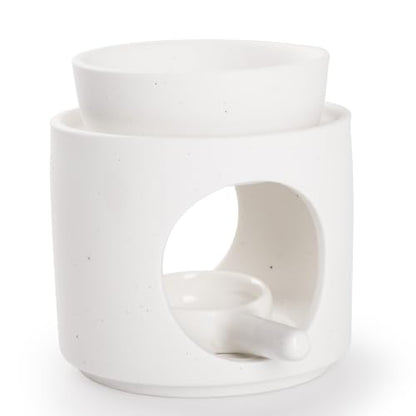 WD&CD Wax Melt Ceramic Oil Burner White, Aroma Diffuser Essential Oil Burner Aromatherapy Wax Burner with Tealight Holder, Home Bedroom Decor - color: White