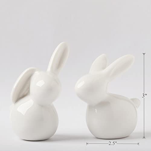 GOODSTART Ceramic Rabbit Ceramic Bunny Figurine Porcelain Modern Art Home Decor, A Set of 2 Rabbit Decor, Easter Bunny Rabbits, Easter Decorations for Home
