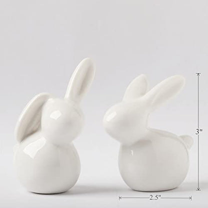 GOODSTART Ceramic Rabbit Ceramic Bunny Figurine Porcelain Modern Art Home Decor, A Set of 2 Rabbit Decor, Easter Bunny Rabbits, Easter Decorations for Home