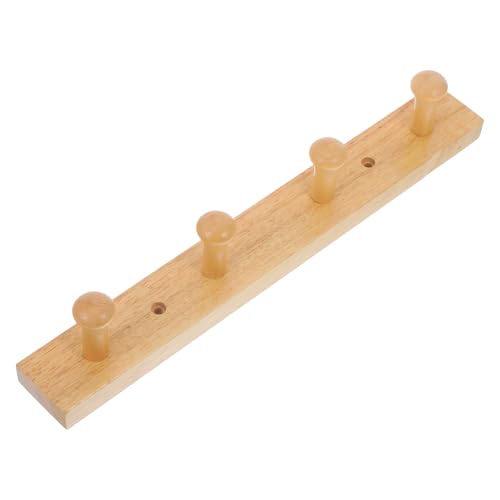 TOYANDONA Wooden Wall Mounted Coat Rack Hook with 4 Rubberwood Pegs, Natural and Hat Hanger for Bedroom and Entryway Storage