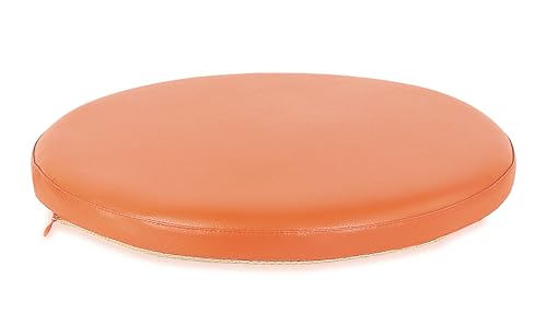 Sigmat PU Leather Round Chair Cushion Memory Foam Waterproof Round Stool Cushion for Kitchen Stool, Living Room Chiar, Office Chair, Car or Floor Pillow(16 Inch, Orange) - color: Orange, size: 16 Inch