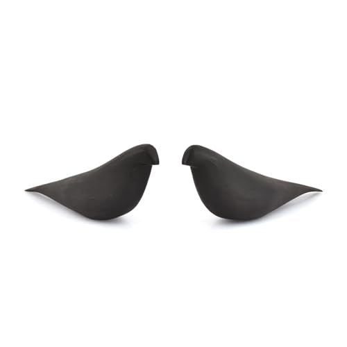 EDHAS Statues Bird Room Decor – Set of 2 Modern Wooden Bird Sculptures – Handmade Acacia Wood, Black Finish Office & Living Room Decor Accents(10.5'' X 2.75'' X 4'')