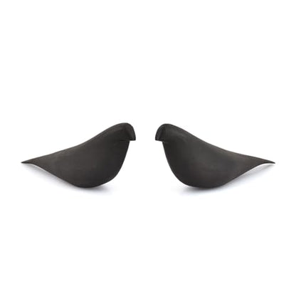 EDHAS Statues Bird Room Decor – Set of 2 Modern Wooden Bird Sculptures – Handmade Acacia Wood, Black Finish Office & Living Room Decor Accents(10.5'' X 2.75'' X 4'')