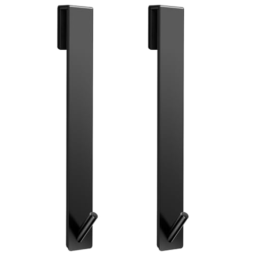 Kontoyo Shower Door Hooks(10 Inch),Extended Over Door Hooks for Bathroom Frameless Glass Shower Door,Stainless Steel Towel Hooks,Heavy Duty Rack Hooks for Robe,Towel-2 Pack-Black - color: Black, size: 10IN-2 PACK