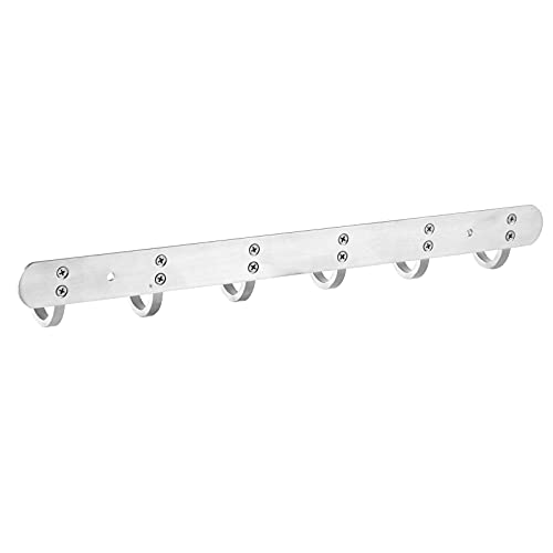 Coat Hook Wall Mount - Towel Rack with 6 Hooks Hanger for Hanging Clothes, Bags, Keys, and Towels Bathroom, Entryway, Door, 304 Stainless Steel Brushed Nickel - size: 6S hooks