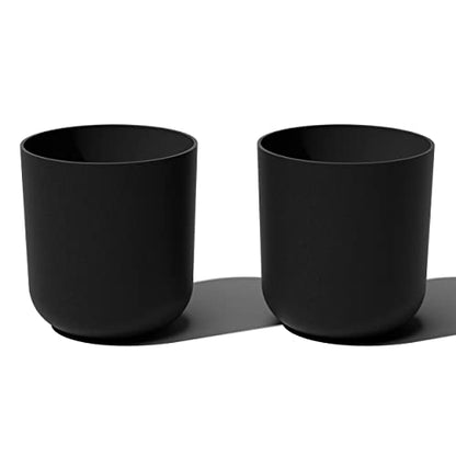 Veradek Round Black Plastic Planter Pots for Indoor/Outdoor Garden Use, with Drainage Holes, Suitable for Small to Large Succulent Plants, Flowers, Modern Interior Plants | Made From a Durable Plastic-Stone Composite With Pre-Drilled Drainage Holes. Moder