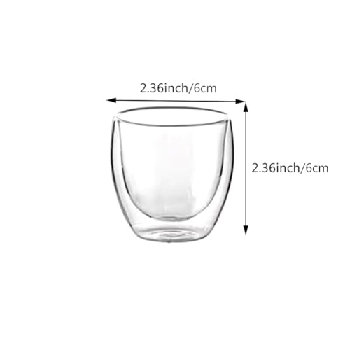 Double Walled Espresso Cups Set of 6, 2.7oz Insulated Clear Glass Coffee Mugs, Espresso Shot Glasses Cups for for Coffee Cappuccino Latte Tea, Gift for Chrismas, Brithday
