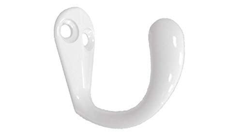 Premium Quality Single Prong Robe Hook Hanger, Zinc Die Cast, White, Made in Taiwan, 6 Pack - color: White, size: 6 Pack