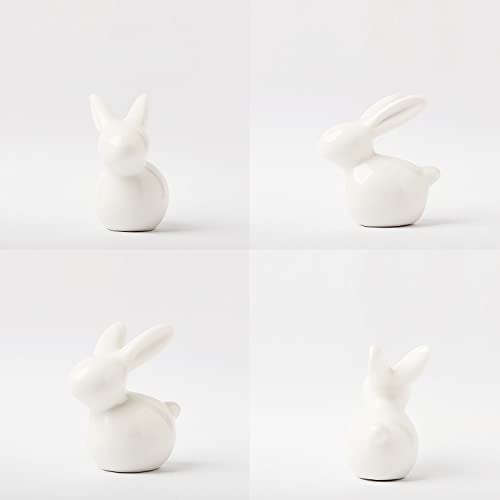 GOODSTART Ceramic Rabbit Ceramic Bunny Figurine Porcelain Modern Art Home Decor, A Set of 2 Rabbit Decor, Easter Bunny Rabbits, Easter Decorations for Home