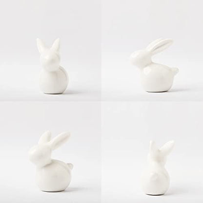 GOODSTART Ceramic Rabbit Ceramic Bunny Figurine Porcelain Modern Art Home Decor, A Set of 2 Rabbit Decor, Easter Bunny Rabbits, Easter Decorations for Home