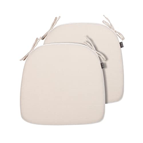 Magpie Fabrics Outdoor U-Shape Chair Cushions with Ties (Beige) | 17"x16"x2" Set of 2, Waterproof All Weather Seat Pads Decoration for Patio Garden Furniture Home Office - color: Beige, size: Set of 2