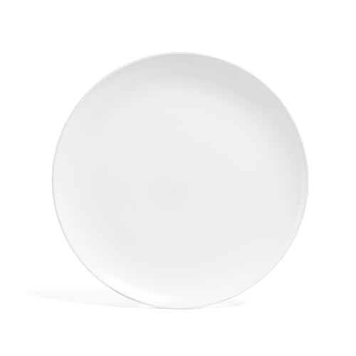 over&back Coupe Stoneware Serving Platter - Elegant 1-Piece Round Serving Platter to Complete Your Kitchen Set - 13.1" x 13.1" - Semi-Matte White - color: White, size: Round Platter