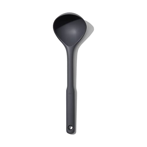OXO Good Grips Silicone Everyday Ladle, 719812689807, Peppercorn, One Size | Heat-resistant head, safe for non-stick cookware, comfortable non-slip handle - style: Ladle
